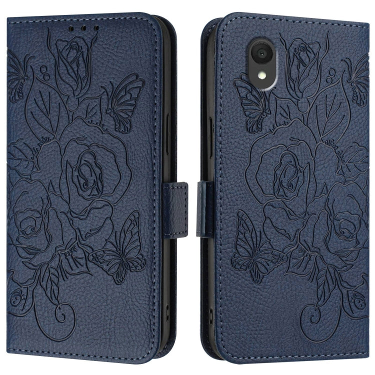 For TCL 201 Embossed Rose RFID Anti-theft Leather Phone Case