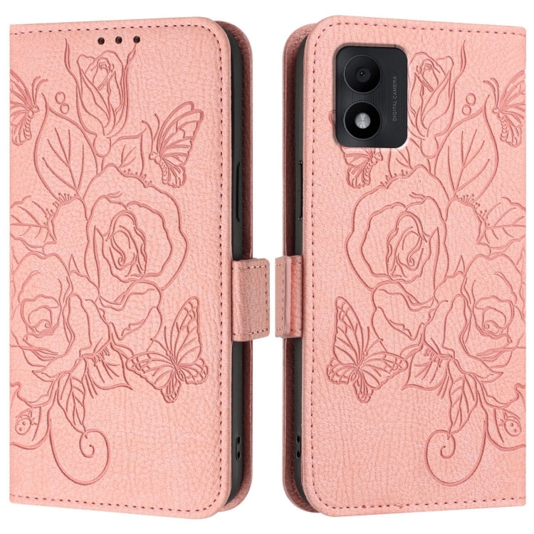 For TCL 303 Embossed Rose RFID Anti-theft Leather Phone Case