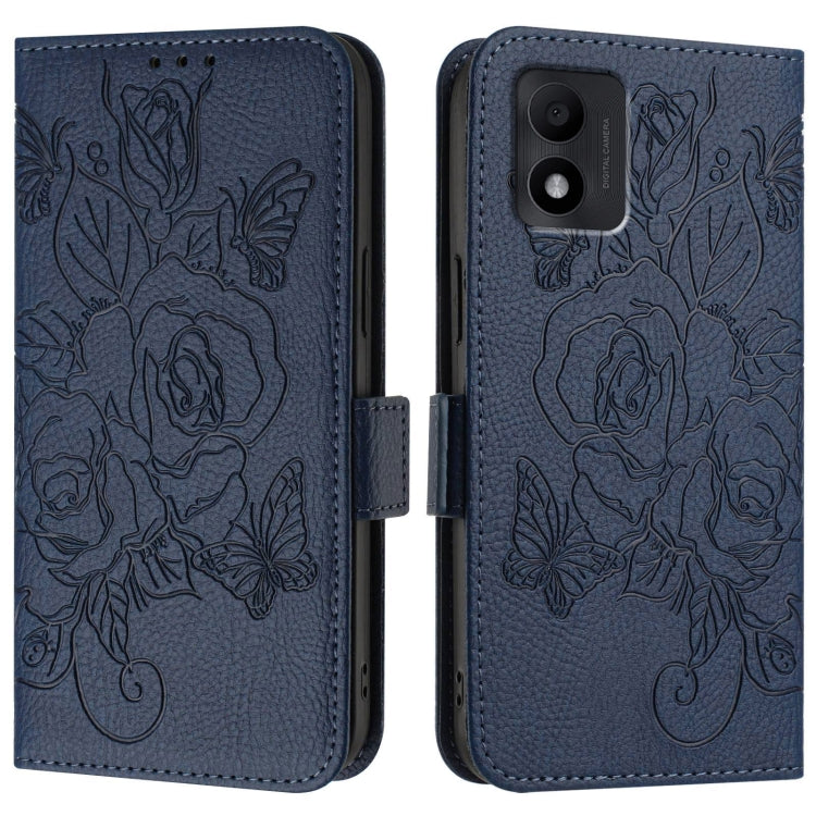 For TCL 303 Embossed Rose RFID Anti-theft Leather Phone Case