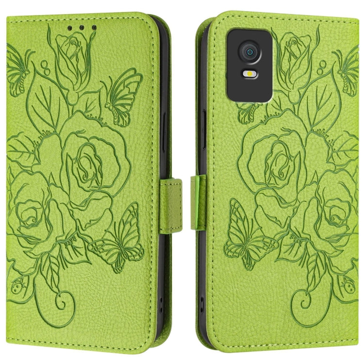 For TCL 403 Embossed Rose RFID Anti-theft Leather Phone Case