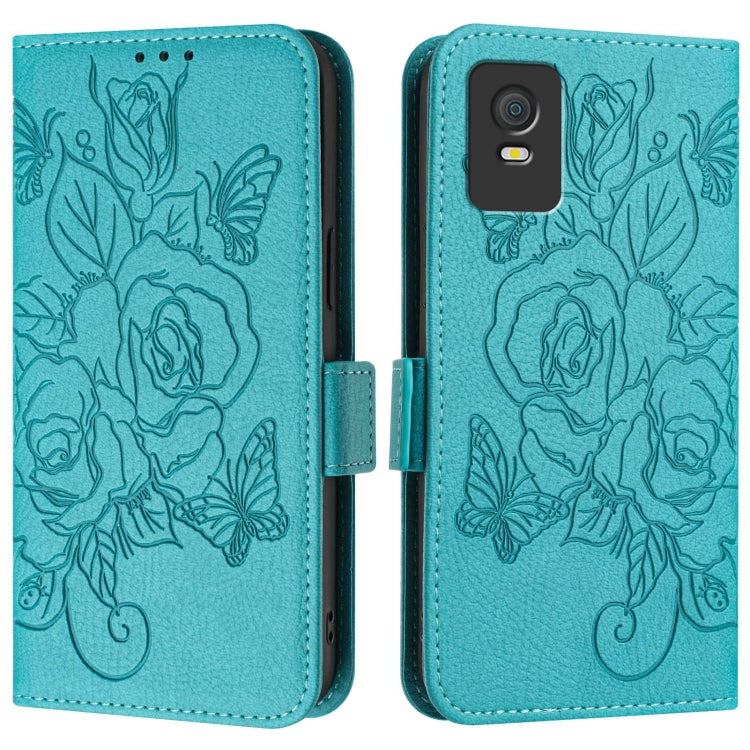 For TCL 403 Embossed Rose RFID Anti-theft Leather Phone Case