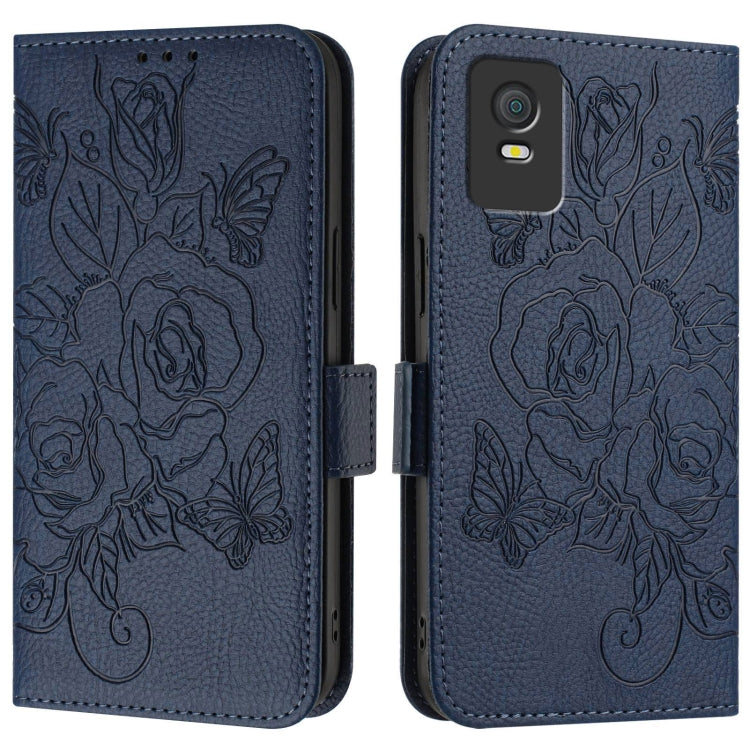 For TCL 403 Embossed Rose RFID Anti-theft Leather Phone Case