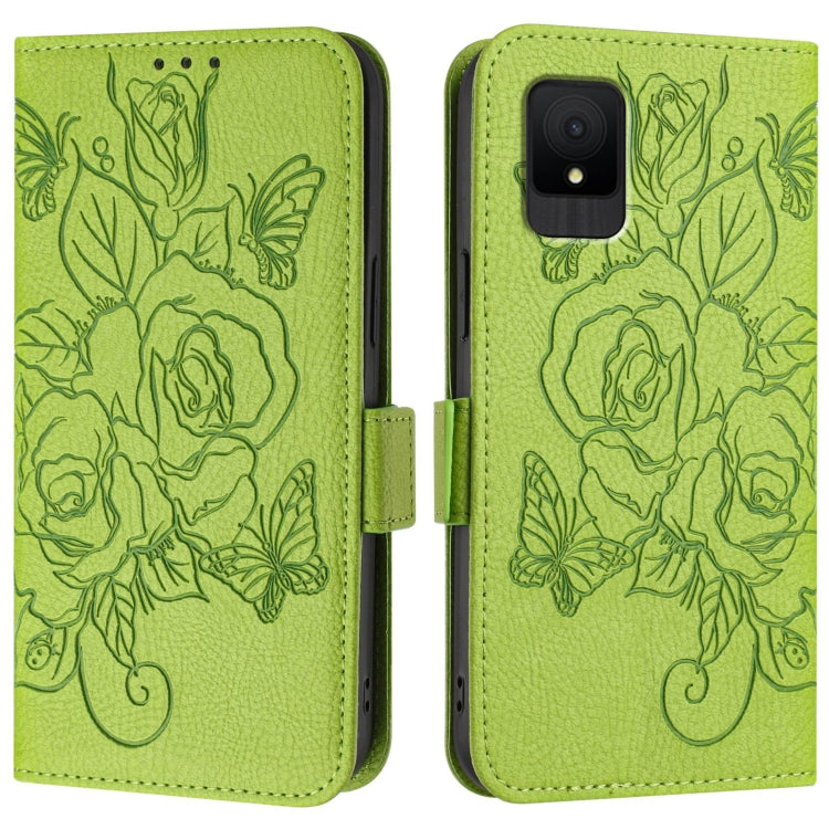 For TCL 502 Embossed Rose RFID Anti-theft Leather Phone Case