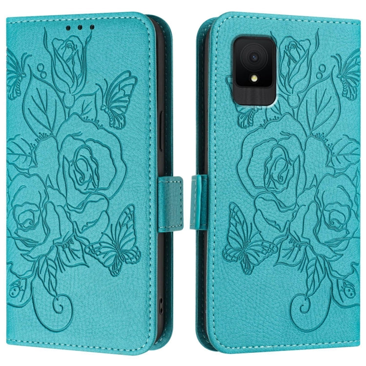 For TCL 502 Embossed Rose RFID Anti-theft Leather Phone Case