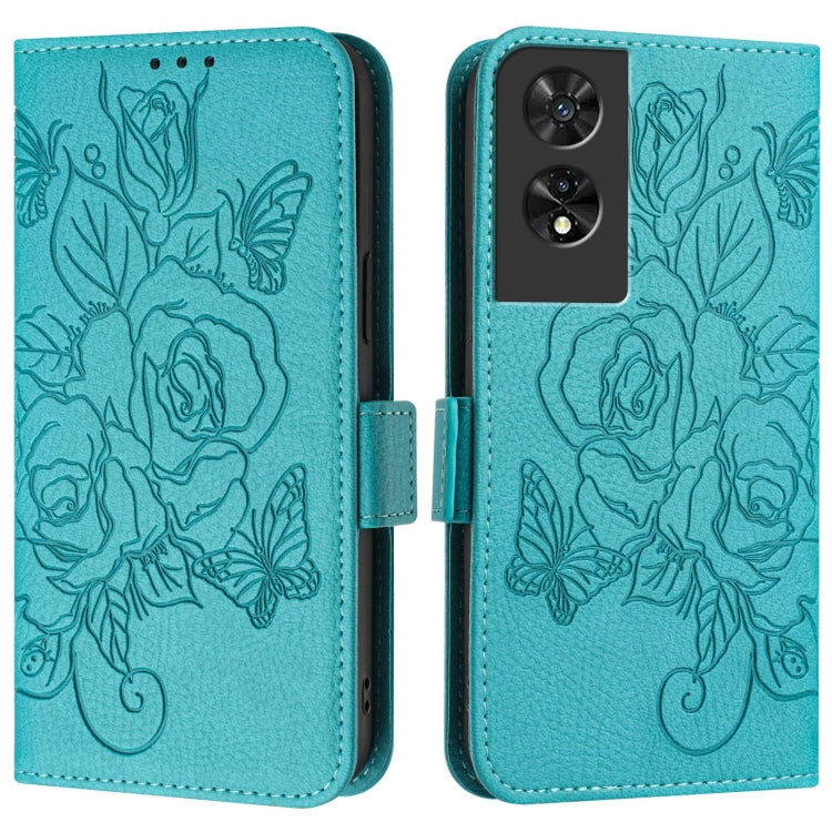 For TCL 505 Embossed Rose RFID Anti-theft Leather Phone Case