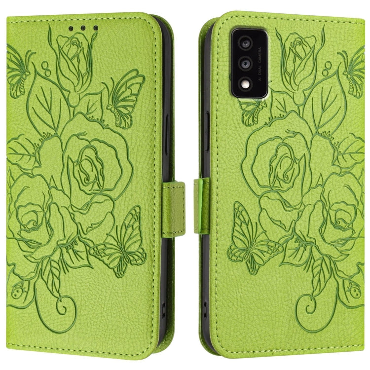 For TCL 30T T603DL Embossed Rose RFID Anti-theft Leather Phone Case