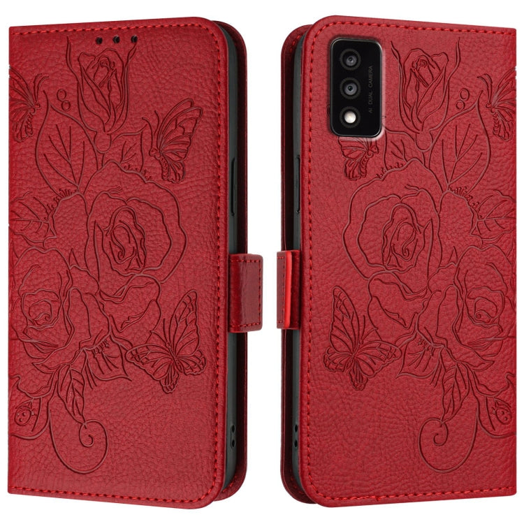 For TCL 30T T603DL Embossed Rose RFID Anti-theft Leather Phone Case