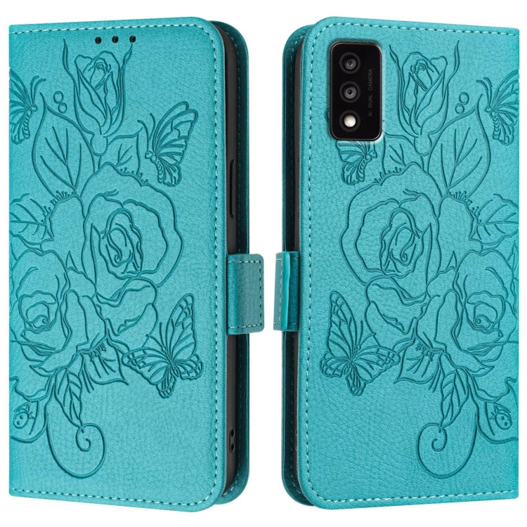 For TCL 30T T603DL Embossed Rose RFID Anti-theft Leather Phone Case