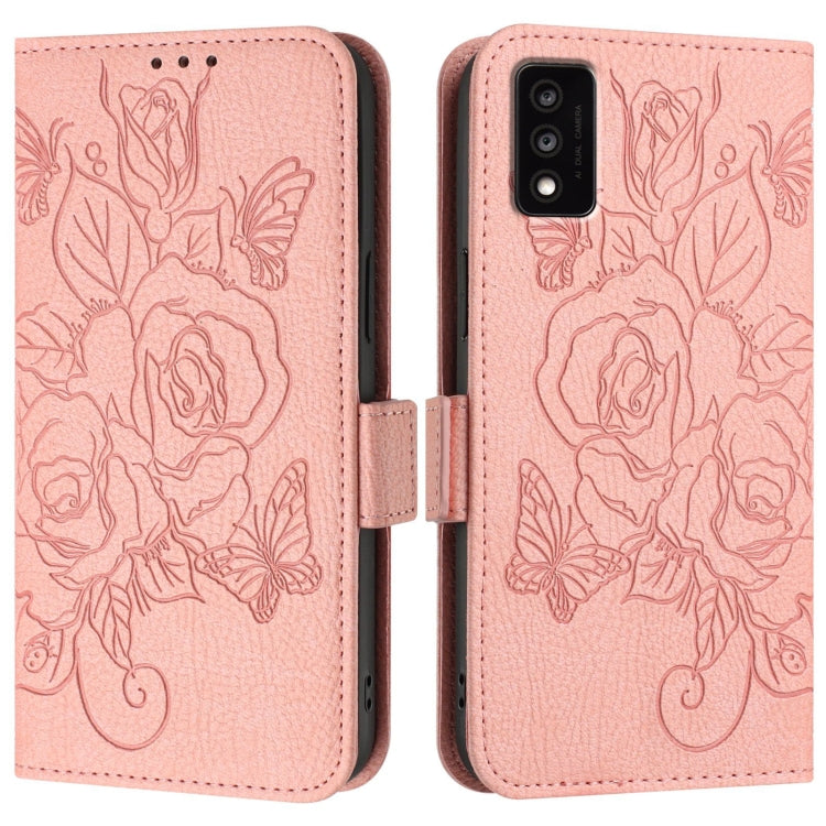 For TCL 30T T603DL Embossed Rose RFID Anti-theft Leather Phone Case
