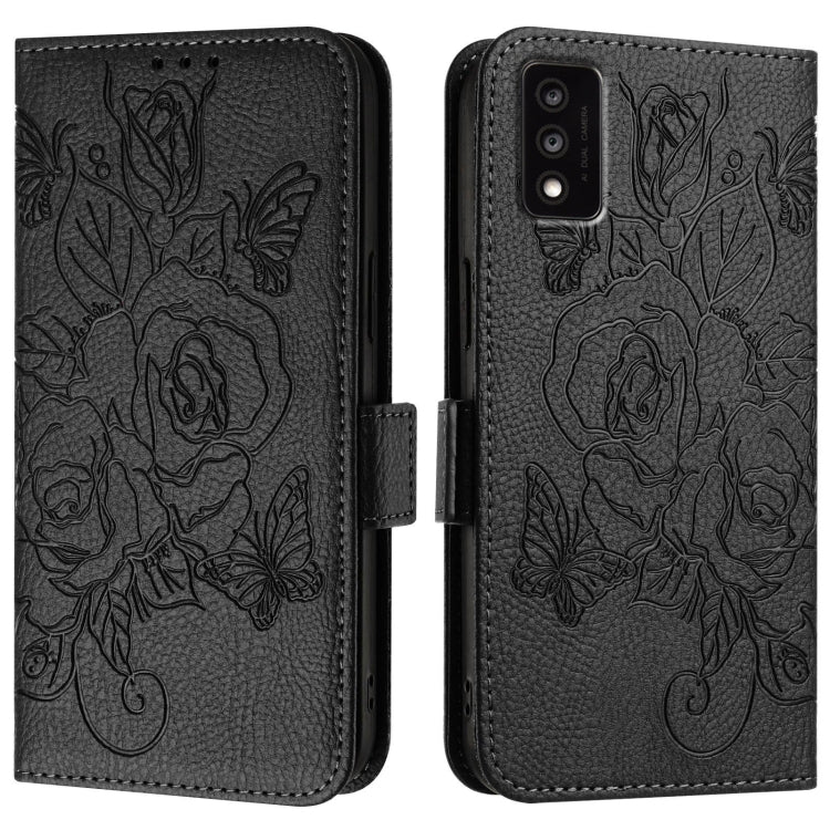 For TCL 30T T603DL Embossed Rose RFID Anti-theft Leather Phone Case