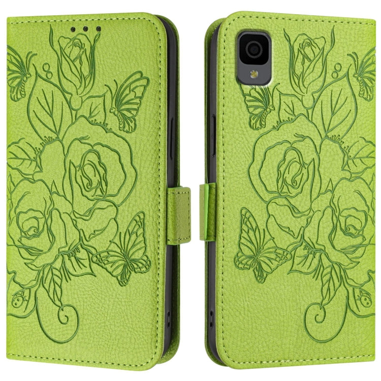 For TCL 30Z T602DL Embossed Rose RFID Anti-theft Leather Phone Case