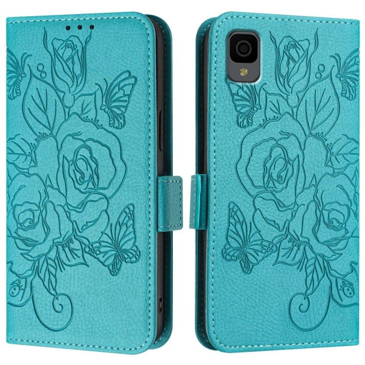 For TCL 30Z T602DL Embossed Rose RFID Anti-theft Leather Phone Case