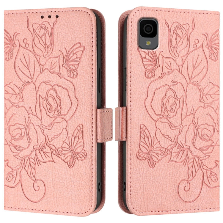 For TCL 30Z T602DL Embossed Rose RFID Anti-theft Leather Phone Case