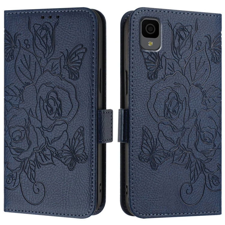 For TCL 30Z T602DL Embossed Rose RFID Anti-theft Leather Phone Case