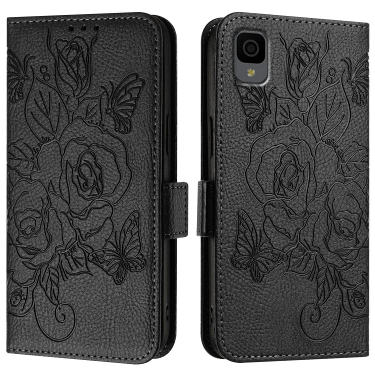 For TCL 30Z T602DL Embossed Rose RFID Anti-theft Leather Phone Case
