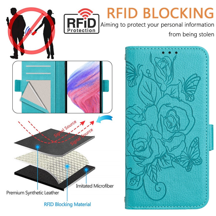 For TCL 50 Pro NxtPaper Embossed Rose RFID Anti-theft Leather Phone Case