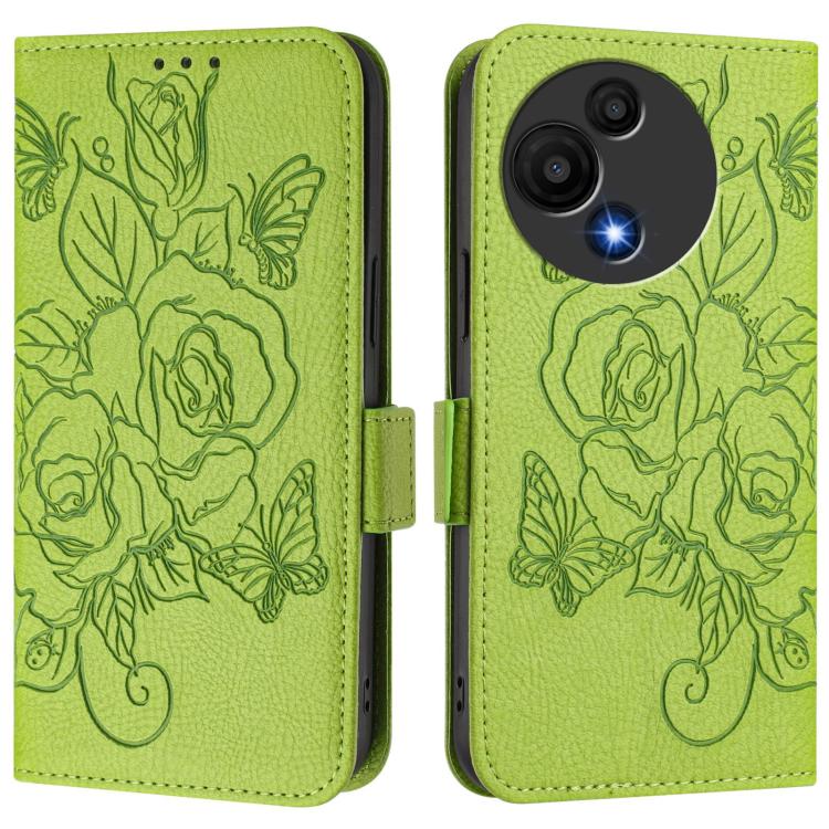 For TCL 605 / 60 SE Embossed Rose RFID Anti-theft Leather Phone Case