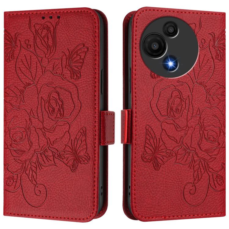 For TCL 605 / 60 SE Embossed Rose RFID Anti-theft Leather Phone Case
