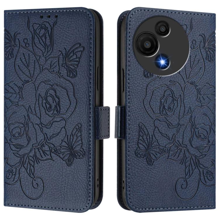 For TCL 605 / 60 SE Embossed Rose RFID Anti-theft Leather Phone Case