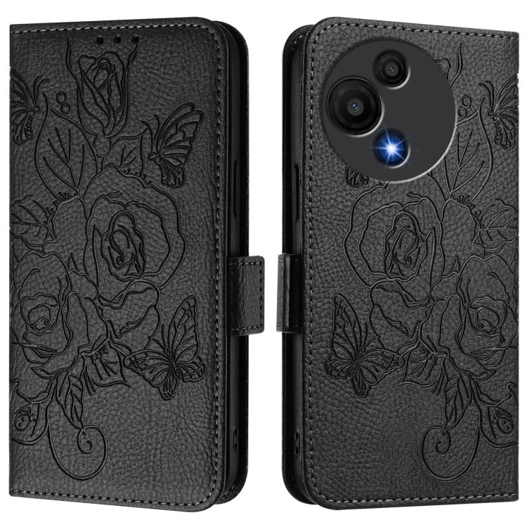 For TCL 605 / 60 SE Embossed Rose RFID Anti-theft Leather Phone Case