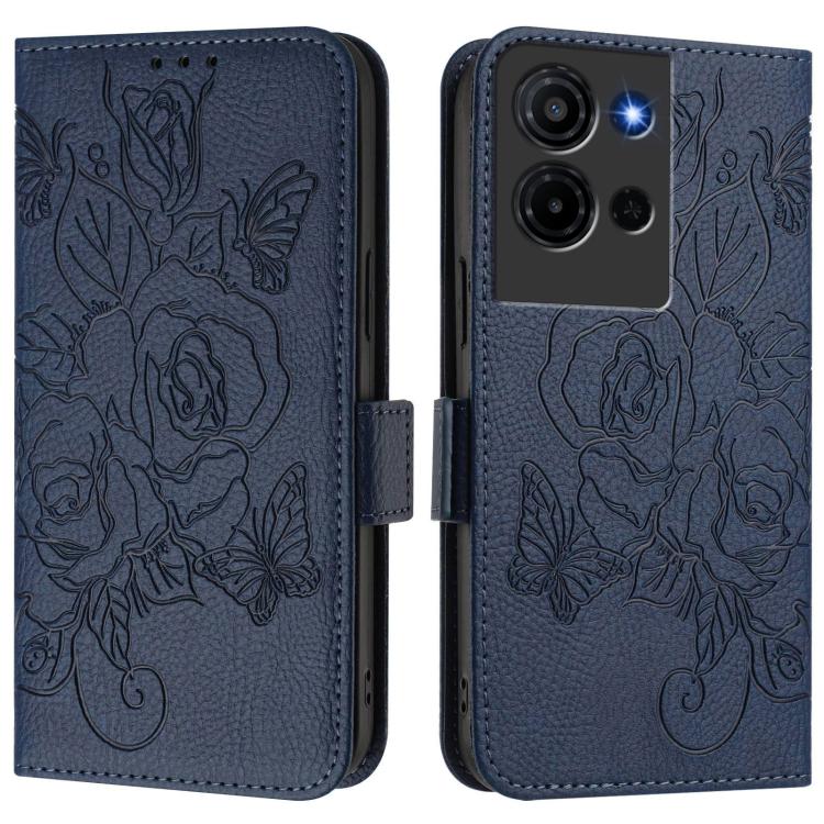 For TCL K32 5G / K33 5G Embossed Rose RFID Anti-theft Leather Phone Case