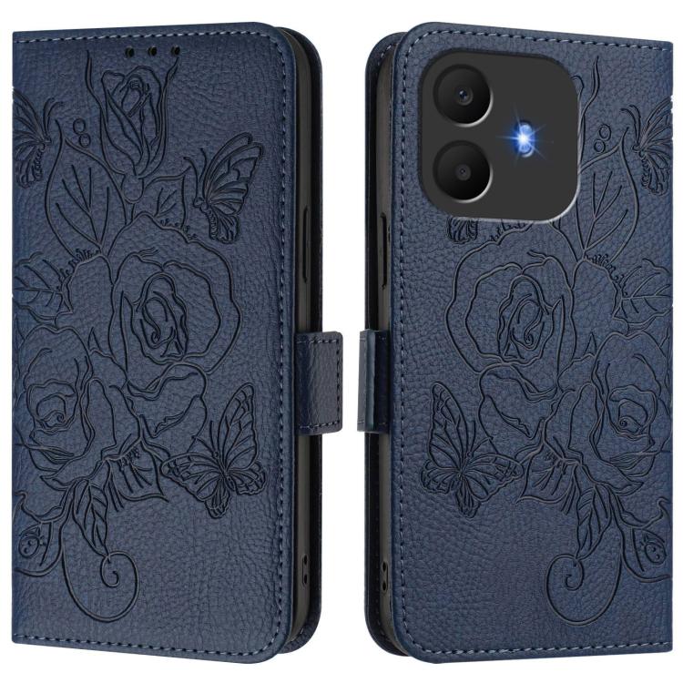 For TCL K70 Power 4G / K70 4G Embossed Rose RFID Anti-theft Leather Phone Case