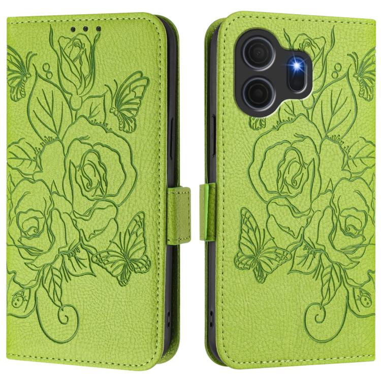 For TCL Nxtpaper 70 Pro 5G Embossed Rose RFID Anti-theft Leather Phone Case