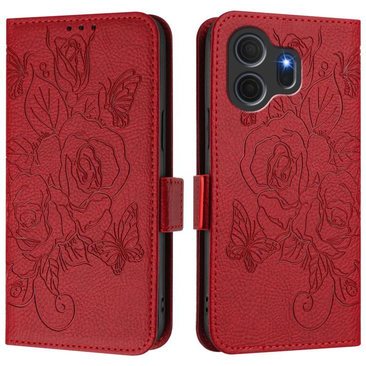 For TCL Nxtpaper 70 Pro 5G Embossed Rose RFID Anti-theft Leather Phone Case