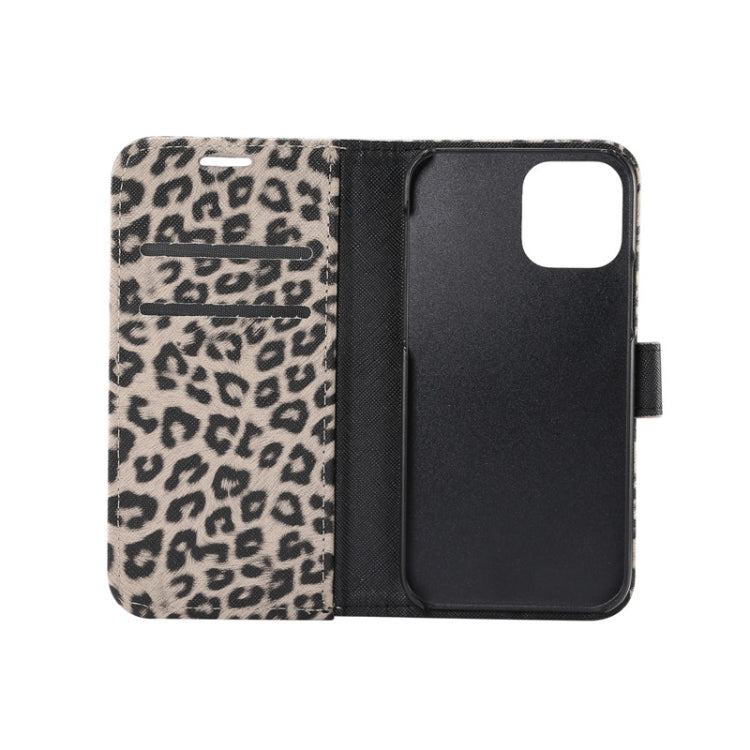 For iPhone 12 / 12 Pro Leopard Print Pattern Horizontal Flip Leather Case with Card Slot and Holder