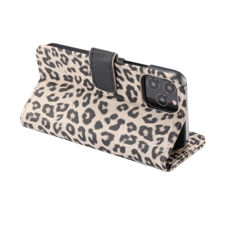 For iPhone 12 / 12 Pro Leopard Print Pattern Horizontal Flip Leather Case with Card Slot and Holder