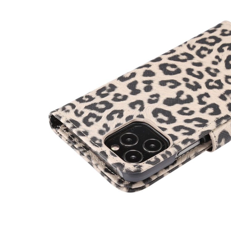 For iPhone 12 / 12 Pro Leopard Print Pattern Horizontal Flip Leather Case with Card Slot and Holder