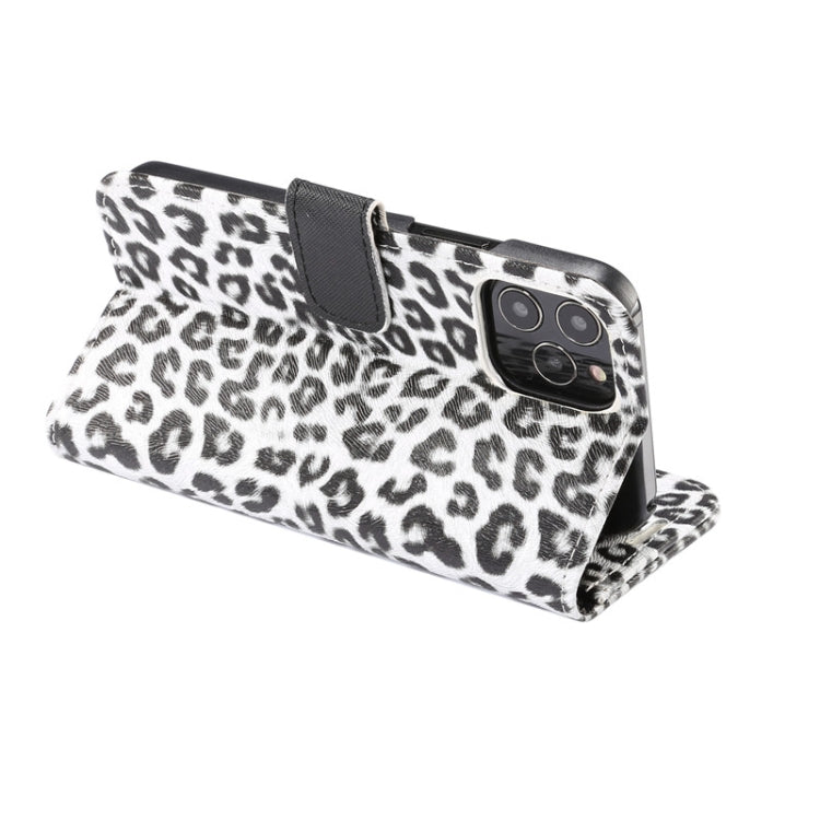 For iPhone 12 / 12 Pro Leopard Print Pattern Horizontal Flip Leather Case with Card Slot and Holder