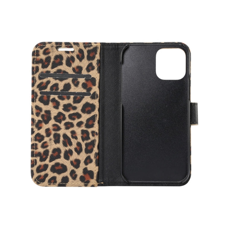 For iPhone 12 / 12 Pro Leopard Print Pattern Horizontal Flip Leather Case with Card Slot and Holder