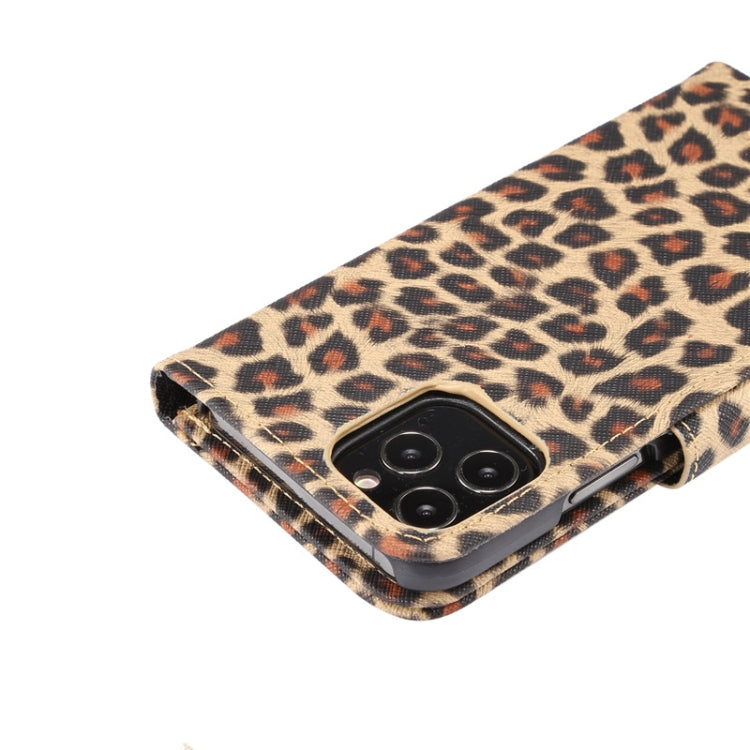 For iPhone 12 / 12 Pro Leopard Print Pattern Horizontal Flip Leather Case with Card Slot and Holder
