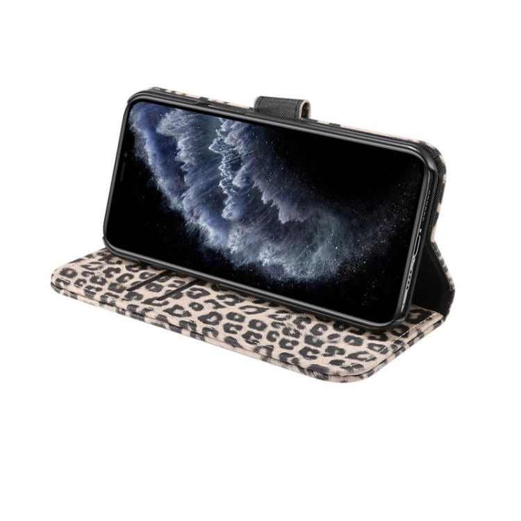 For iPhone 12 Pro Max Leopard Print Pattern Horizontal Flip Leather Case with Card Slot and Holder