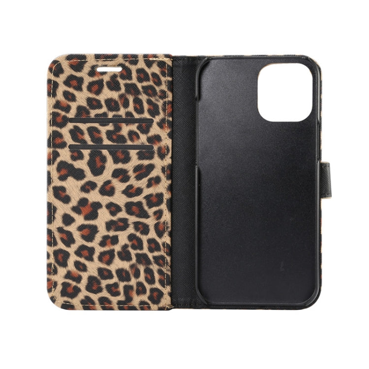 For iPhone 12 Pro Max Leopard Print Pattern Horizontal Flip Leather Case with Card Slot and Holder