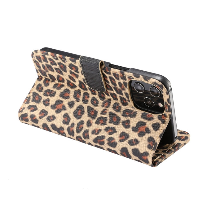 For iPhone 12 Pro Max Leopard Print Pattern Horizontal Flip Leather Case with Card Slot and Holder