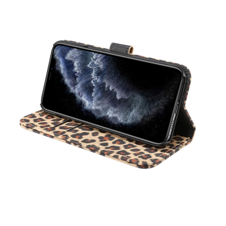 For iPhone 12 Pro Max Leopard Print Pattern Horizontal Flip Leather Case with Card Slot and Holder
