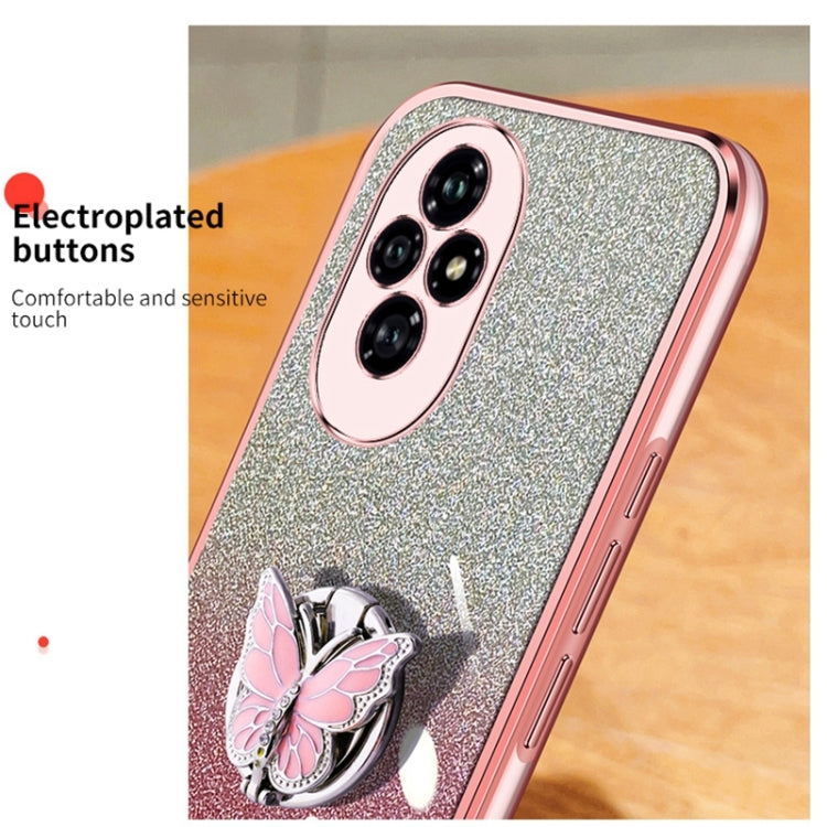 For Honor 200 Plated Gradient Glitter Butterfly Holder TPU Phone Case