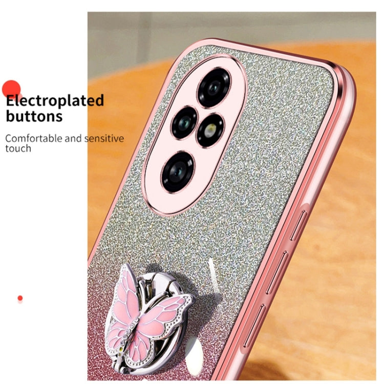 For Honor 200 Pro Plated Gradient Glitter Butterfly Holder TPU Phone Case