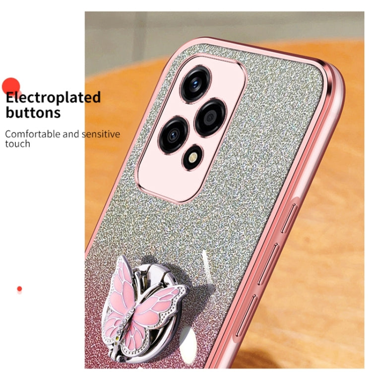 For Honor 200 Lite Global Plated Gradient Glitter Butterfly Holder TPU Phone Case