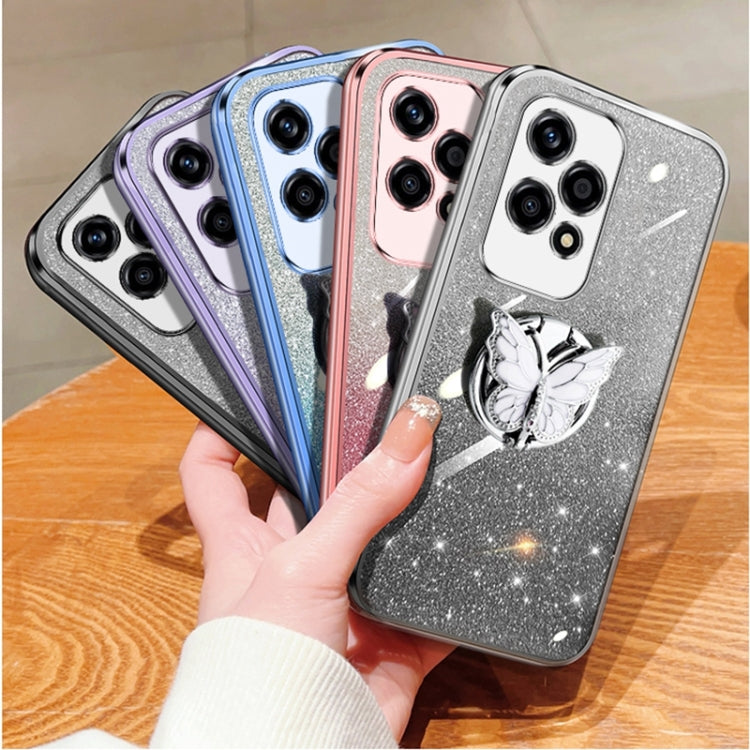 For Honor 200 Lite Global Plated Gradient Glitter Butterfly Holder TPU Phone Case