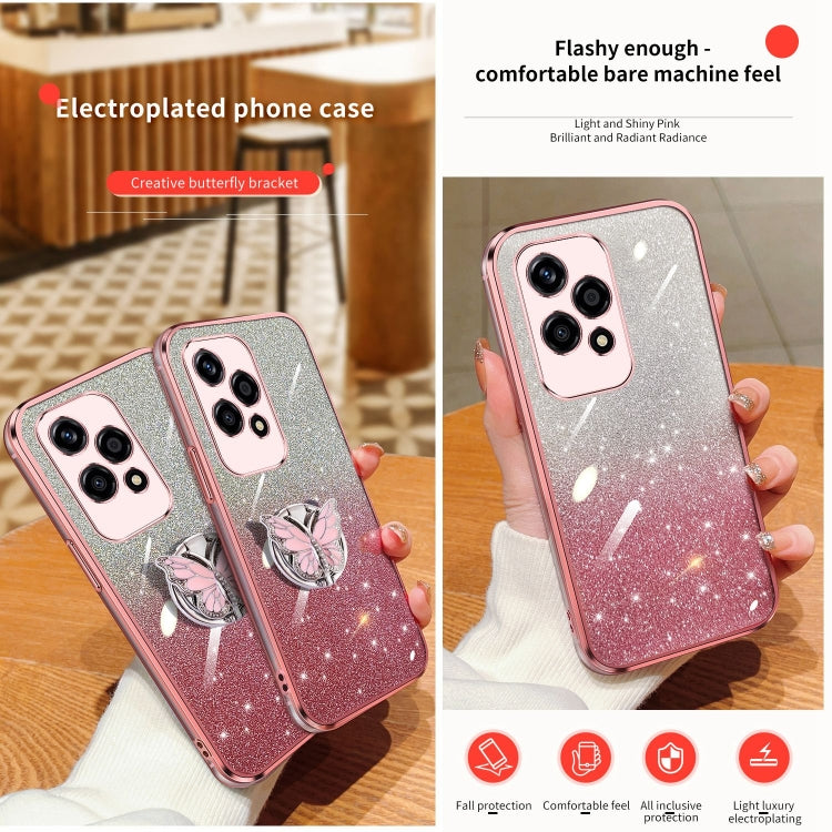For Honor 200 Lite Global Plated Gradient Glitter Butterfly Holder TPU Phone Case