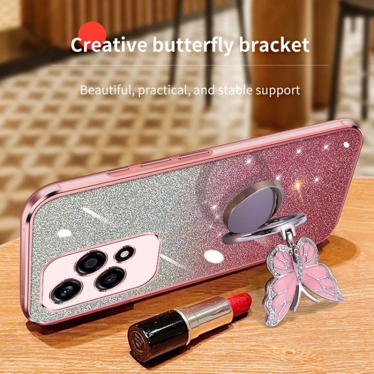 For Honor 200 Lite Global Plated Gradient Glitter Butterfly Holder TPU Phone Case