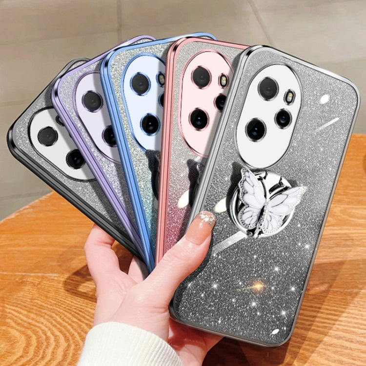 For Honor 100 Pro Plated Gradient Glitter Butterfly Holder TPU Phone Case