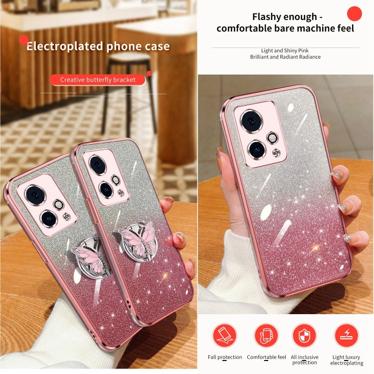 For Honor 90 GT Plated Gradient Glitter Butterfly Holder TPU Phone Case