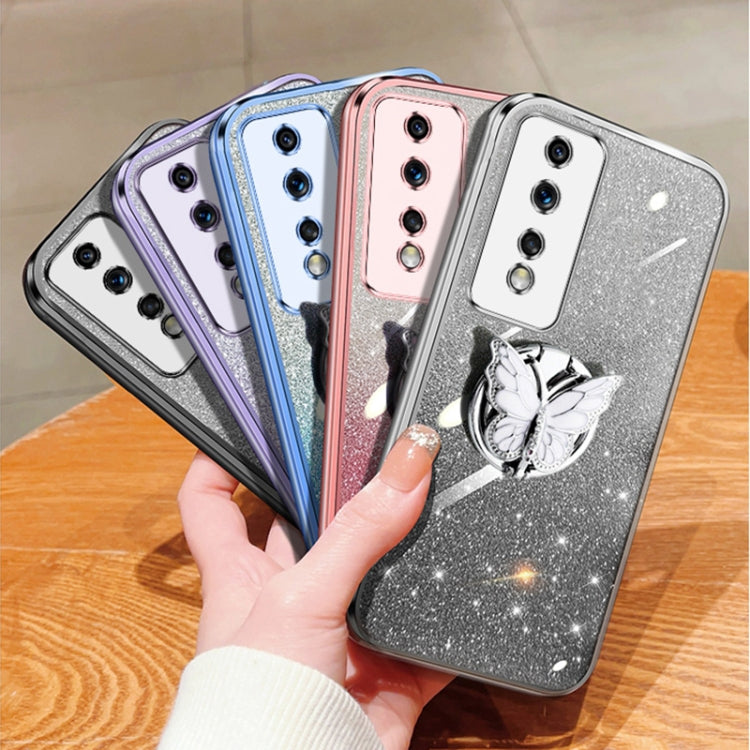 For Honor 80 GT Plated Gradient Glitter Butterfly Holder TPU Phone Case