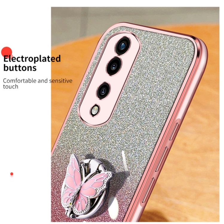 For Honor 70 Pro Plated Gradient Glitter Butterfly Holder TPU Phone Case