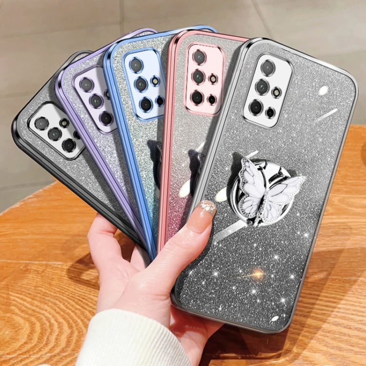 For Honor 30S Plated Gradient Glitter Butterfly Holder TPU Phone Case