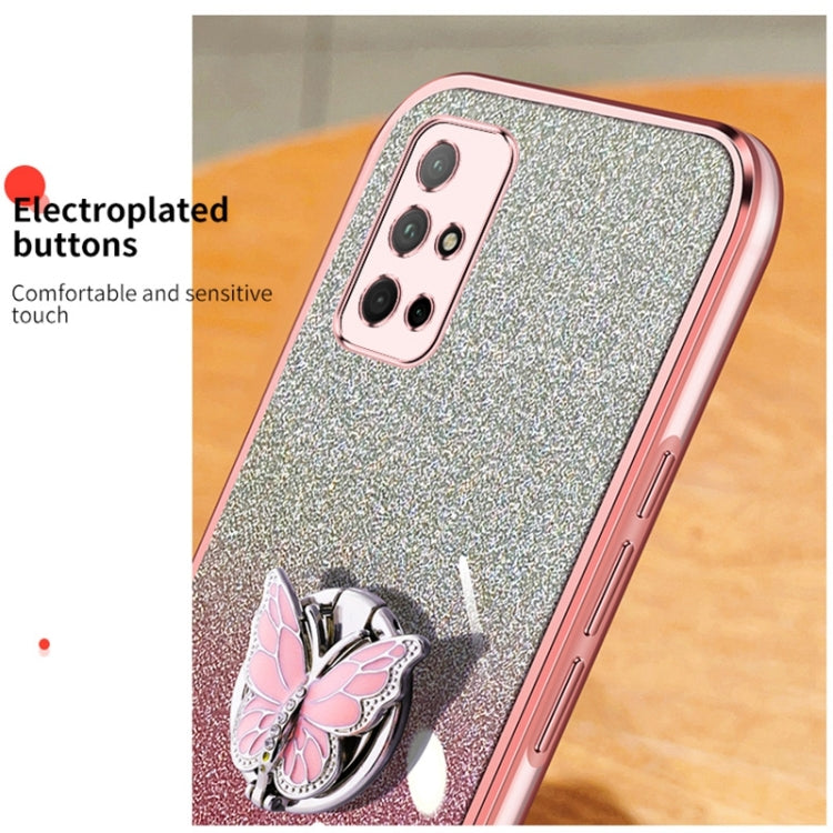 For Honor 30S Plated Gradient Glitter Butterfly Holder TPU Phone Case
